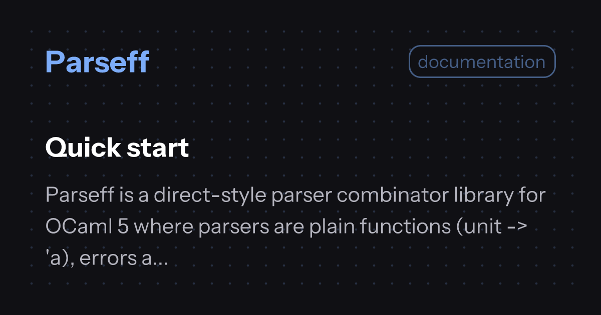 Quick start | Parseff